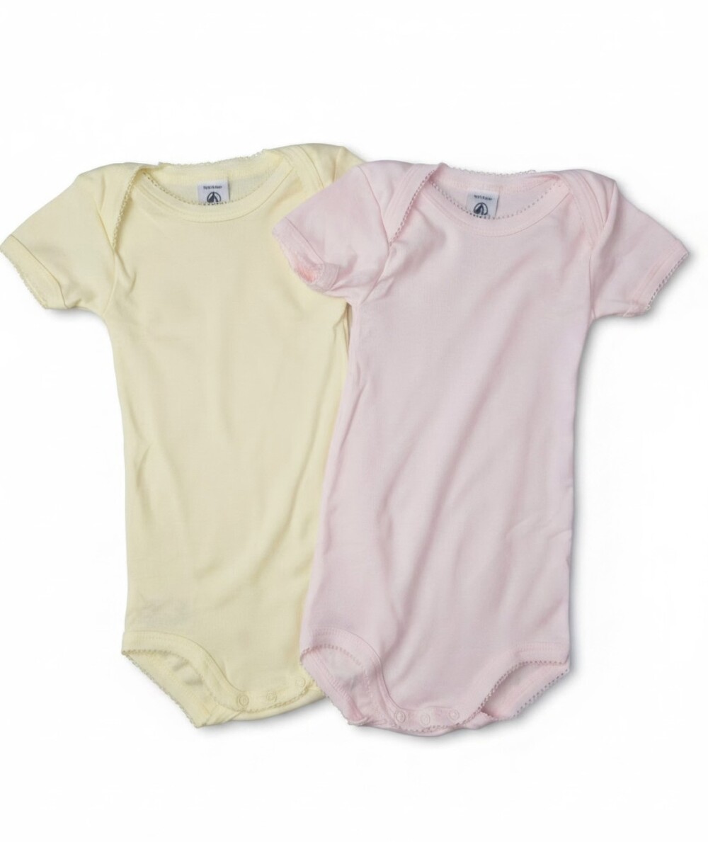 Petit Bateau Baby Girl 2 Pack Short Sleeve Picot Trim Bodysuits 12M